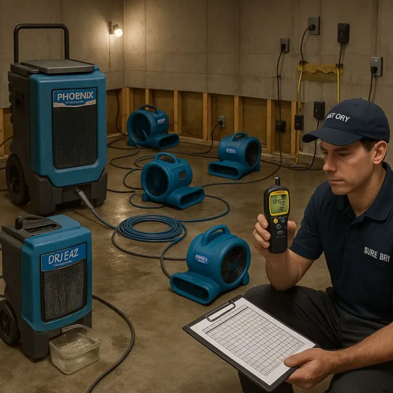 Structural Drying and Dehumidification process in South Duxbury, MA